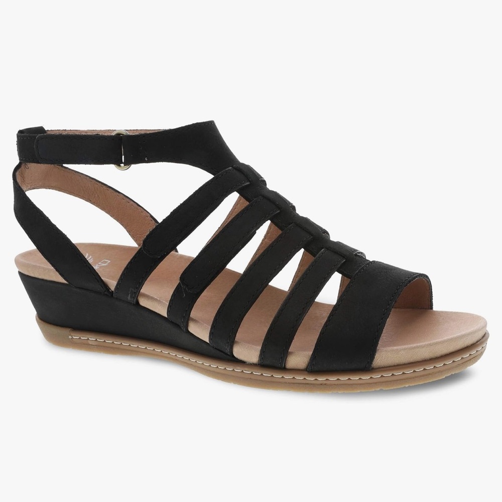 Dansko Black Wedge Sandals